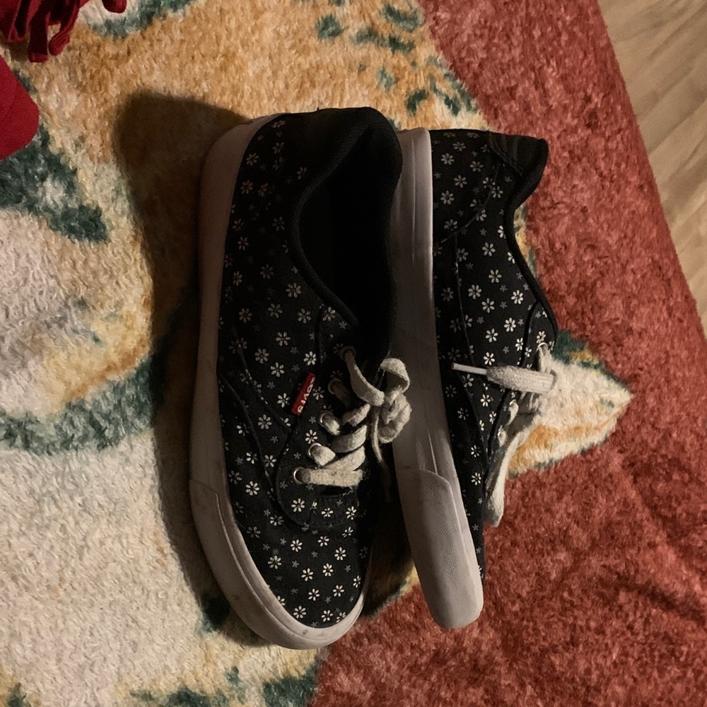Levi's Black and White Floral Kids Sneakers